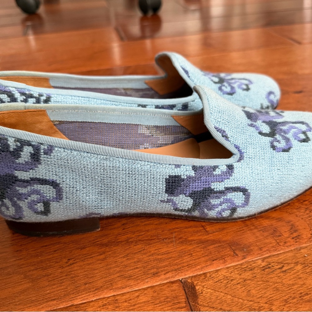 Stubbs & Wootton Light Blue and Purple Loafers - Picture 2 of 6
